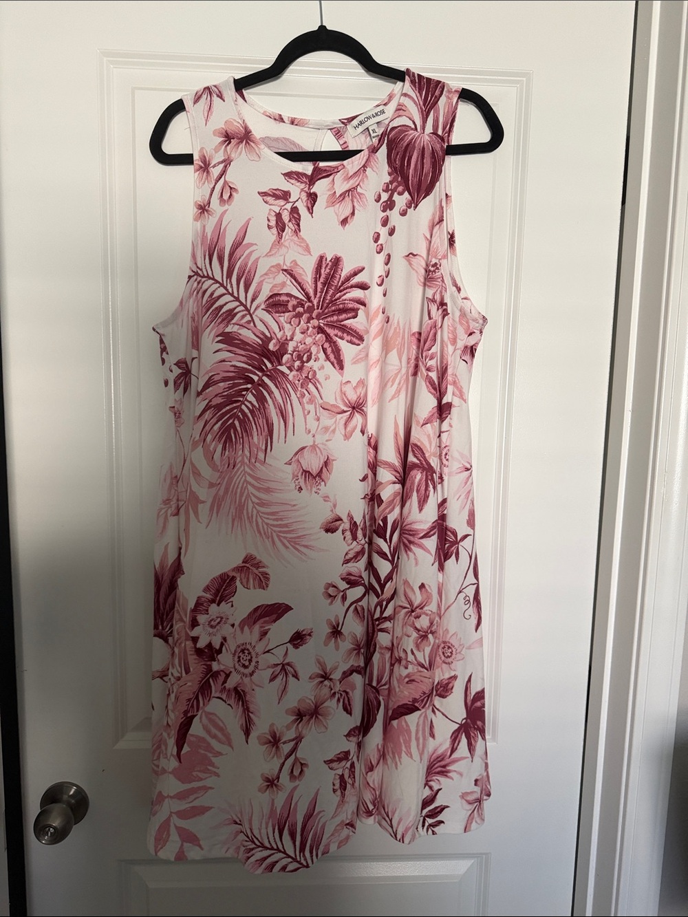 Sleeveless Floral A-Line Dress in Rose Pink